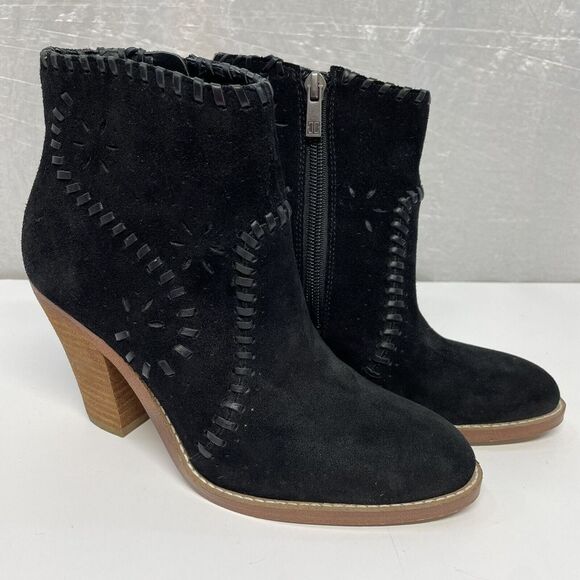 Ivanka‎ Trump Suede Ankle Boots Heel Cutout Black Size 6 M - Picture 1 of 11